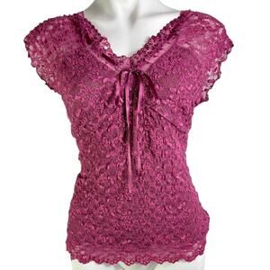 y2k Merona Pink Lace Babydoll Top Size Medium Coquette Romantic Balletcore